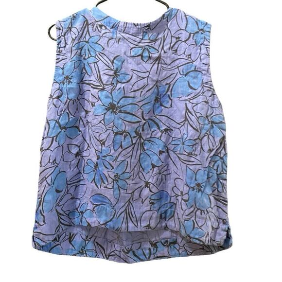 Cut.Loose Purple Blue Sleeveless Round Neck Floral Print Tank Top Size Large - Picture 3 of 4